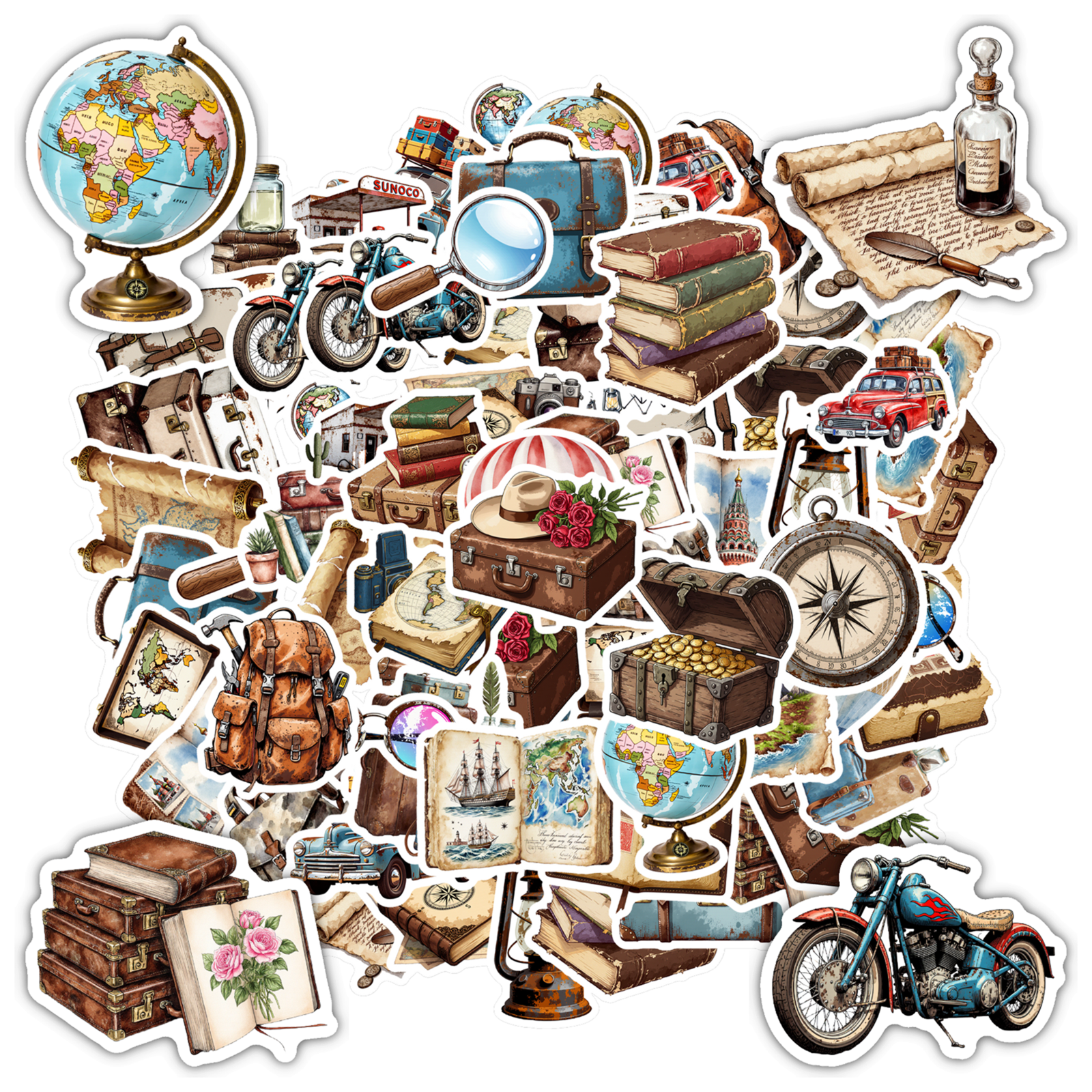 35pcs Vintage Stickers Stationery Stickers Adventure Stickers PVC ...