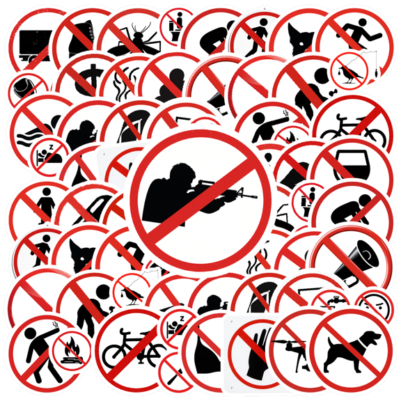 35pcs Warning Stickers Safety Signs DIY Stickers for Laptops Suitcases Phones
