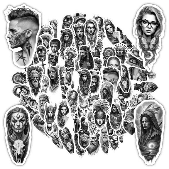 35pcs Warrior Stickers Mythology Royal Stickers Portrait Stickers for Laptops Phones Suitcases