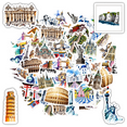 thumbnail image 1 of 35pcs Watercolor Stickers Landmarks Architecture Stickers PVC Stickers for Laptops Suitcase Notebooks, 1 of 9