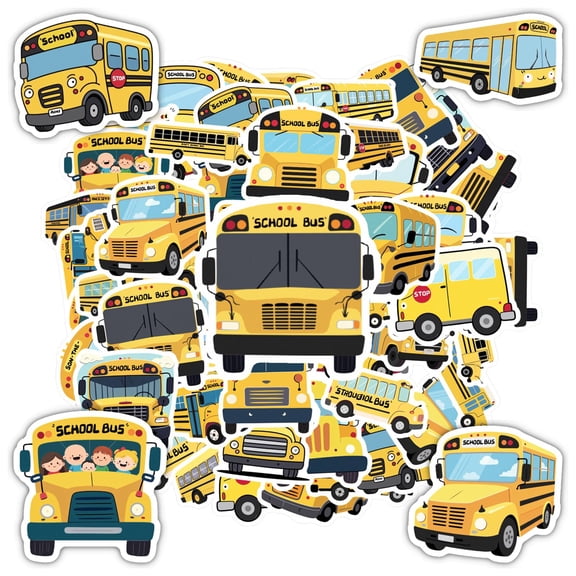 35pcs Yellow Bus Stickers Kids School Stickers Cartoon Vehicle Stickers for Notebooks Luggage Guitars