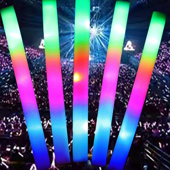 35pcsLED Foam Glow Sticks, Colorful Flashing Party Lights for Weddings, Raves, Birthday Parties, Concerts, Mardi Gras, etc., Reusable Glow Sticks with 3 Flashing Modes, Battery Operated