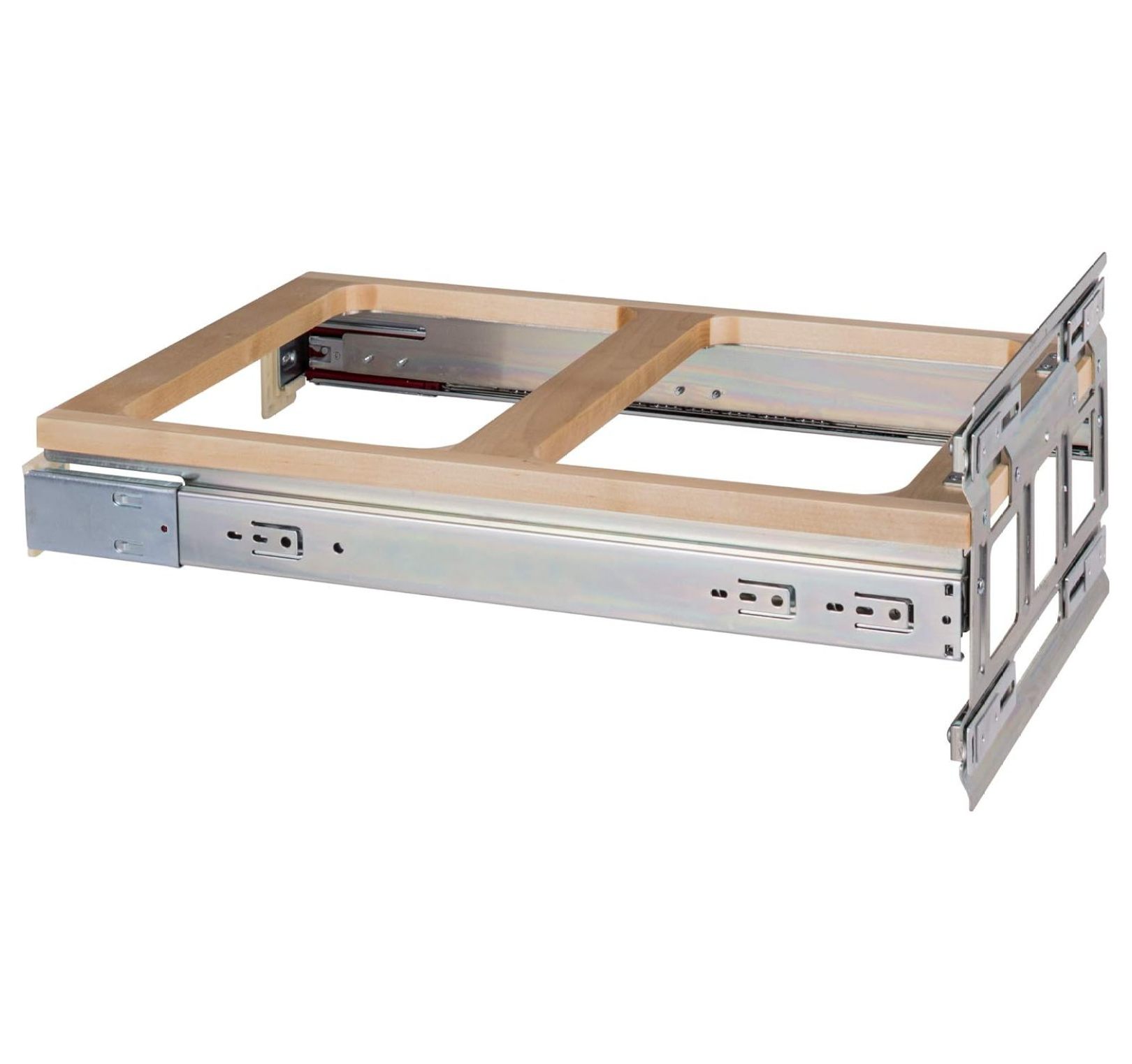 35qt TopMount Garbage Can with Soft Close, White Birch Wood Face Frame