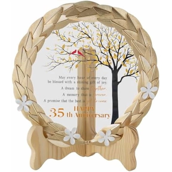 35th Anniversary Wedding Gifts: CrystalPlates with Gold Leaf Wreath - Unique Gift Ideas for Couples