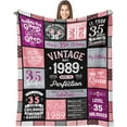 thumbnail image 1 of 35th Birthday Gifts for Women, 35 Year Old Birthday Gifts for Women, 35th Birthday Gifts for Her, Gifts for 35 Year Old Woman, 1989 Birthday Gifts, Happy 35 Birthday Gift Throw Blanket 60" X 50", 1 of 5