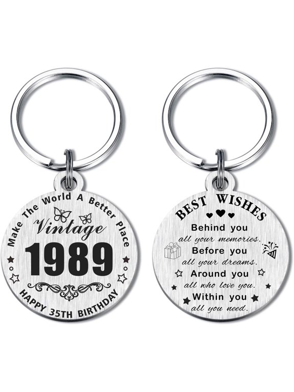 35th Birthday Gifts for Women - 1989 Keychain for 35 Years old Birthday Present, Happy 35th Key Chain