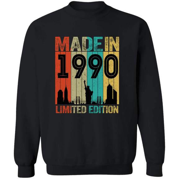 35th Birthday Made In 1990 35 Years Old Born In New York 35 Years Of Being Awesome Crewneck Pullover Sweatshirt