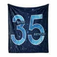 thumbnail image 1 of 35th Birthday Soft Flannel Fleece Throw Blanket, Number 35 with Geometrical Details Modern and Abstract, Cozy Plush for Indoor and Outdoor Use, 60" x 80", Dark Blue Pale Blue, by Ambesonne, 1 of 6