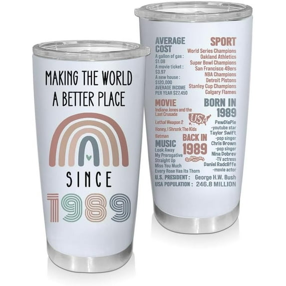 35th Birthday Tumbler - Since 1989, Gifts for Men and Women Turning 35, Celebratory Mug for Friends, Mom, Dad, Wife, Aunt, Uncle, Sister