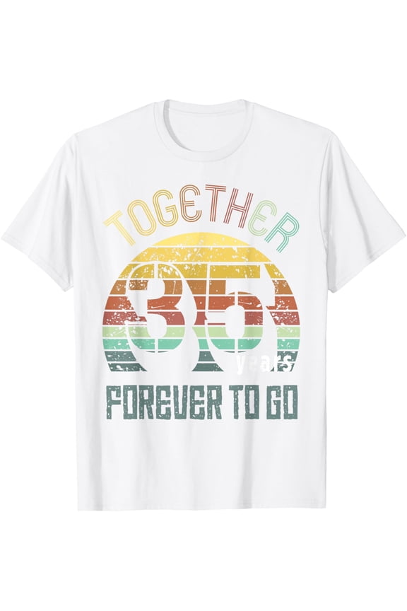 35th Years Wedding Anniversary Gifts For Couples Matching 35 T-ShirtMen and women, Black T-shirt, size: Extra large S-4XL