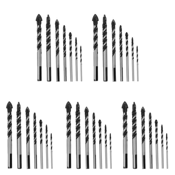35x Drill Bit Set for Porcelain Ceramic Tile, Concrete, Brick Wall, Glass, Mirrors, (3 4 5 6 8 10 12mm),35 x Drill Bit,Black & silver
