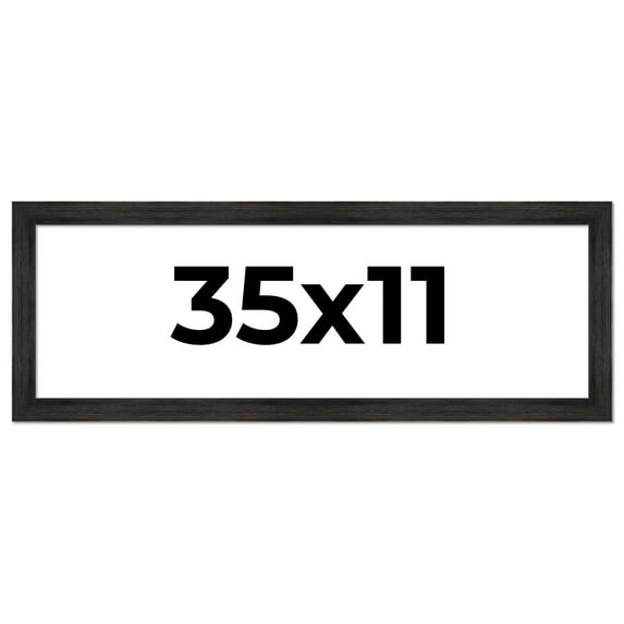 35x11 Frame Black Rustic Barnwood Solid Wood Picture Frame | 1.5 Inch Moulding Width | Includes UV