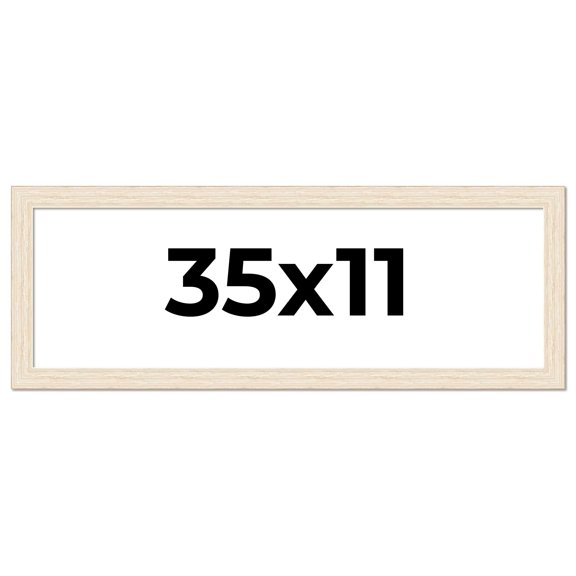 35x11 Frame White Barnwood Picture Frame Includes UV Acrylic Plexiglass, Acid Free Foam Backing