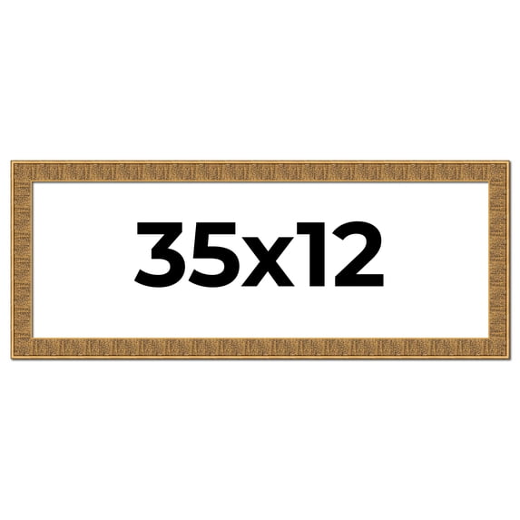 35x12 Frame Black and Gold Distressed Solid Wood Sonoma Picture Frame | 1.625 Inch Moulding Width |