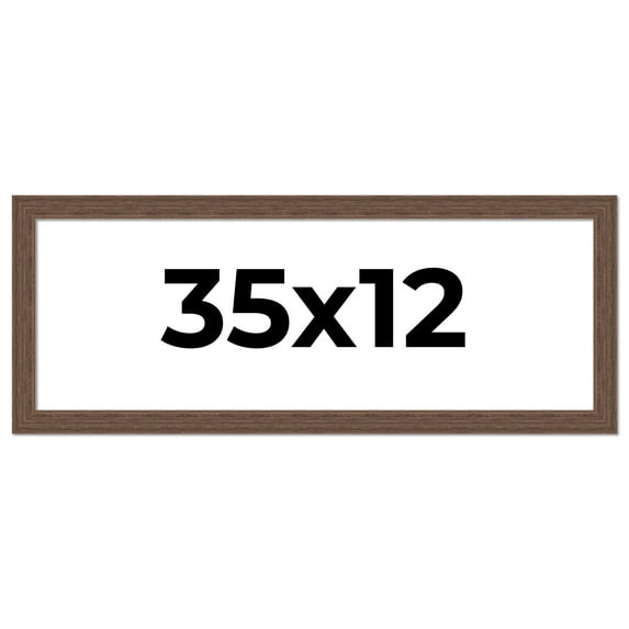35x12 Frame Brown Distressed Barnwood Picture Frame | Rustic Farmhouse Photo Frame Includes UV