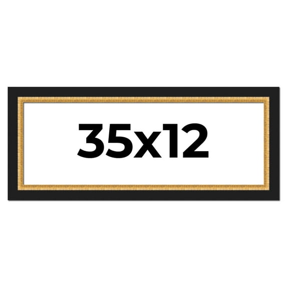 35x12 Frame Gold Real Wood Picture Frame Width 2.25 Inches | Interior Frame Depth 0.5 Inches |
