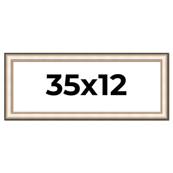 35x12 Frame Gold Silver Plein Aire 2" Inch Wide Moulding Solid Wood Picture Frame | Modena