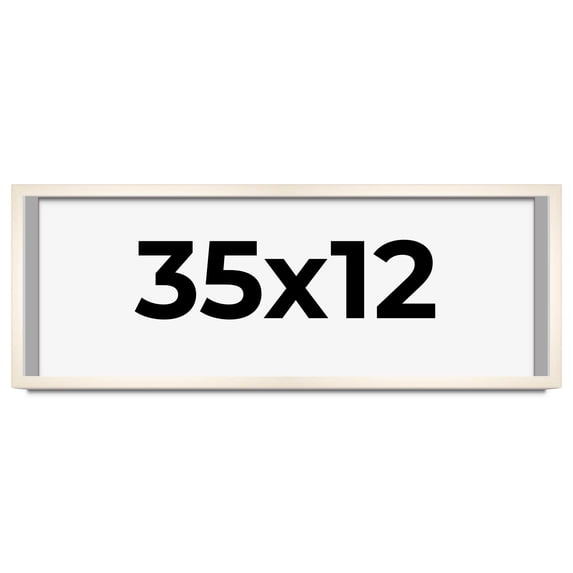 35x12 Frame White Wash Solid Wood Picture Frame | 0.8125 Inch Moulding Width | Includes UV Acrylic