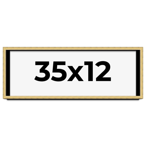 35x12 Shadow Box Frame Gold | 1.375 Inches Deep Real Wood Contemporary Shadowbox Display Frame | UV
