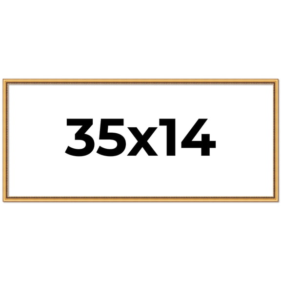 35x14 Frame Beaded Gold Solid Wood Picture Frame | 0.75 Inches Moulding Width | Liscio Oro