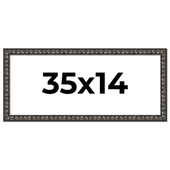 35x14 Frame Black-Brown Medieval Solid Wood Picture Frame | 1.5 Inch Moulding Width | Gotham