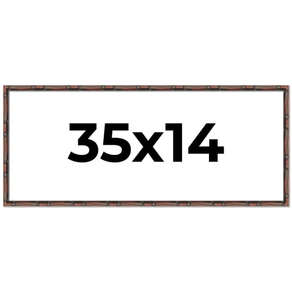 35x14 Frame Brown Bamboo with Dark Coffee/Walnut Finish | Solid Wood Picture Frame Width 0.75