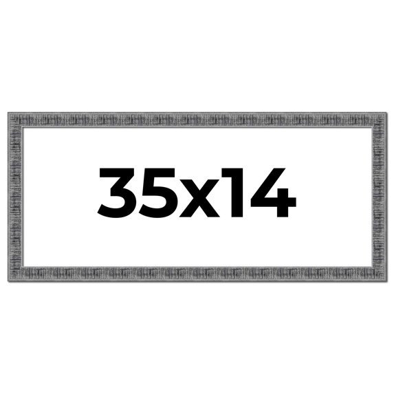 35x14 Frame Silver Black Rustic Sonoma Solid Wood Picture Frame | 1.5 Inch Moulding Width |