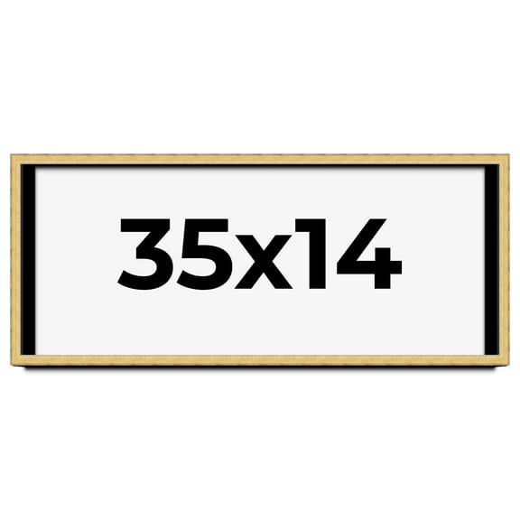 35x14 Shadow Box Frame Gold | 1.375 Inches Deep Real Wood Contemporary Shadowbox Display Frame | UV