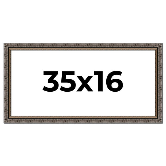 35x16 Frame Black Feather Payton Ornate Solid Wood Picture Frame Width 1.75 Inches | Interior Depth