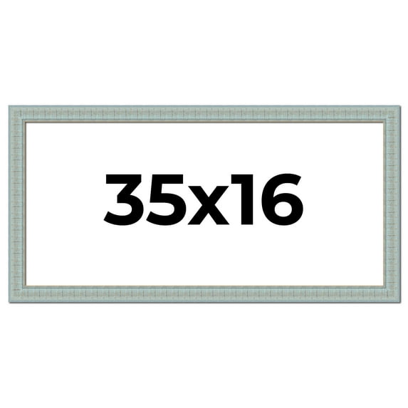 35x16 Frame Blue Teal Distressed Solid Wood Picture Frame | 1.625 Inch Moulding Width | Sonoma Blue