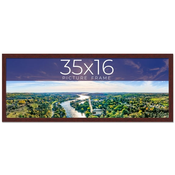 35x16 Frame Brown Solid Wood Picture Frame Width 0.75 Inches | Interior Frame Depth 0.5 Inches |