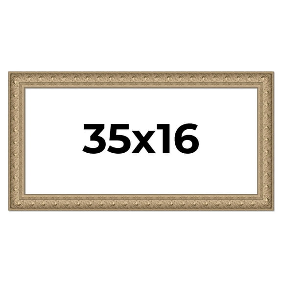 35x16 Frame Ornate Silver Beaded Solid Wood Picture Frame Width 2.5 Inches | Interior Depth 1
