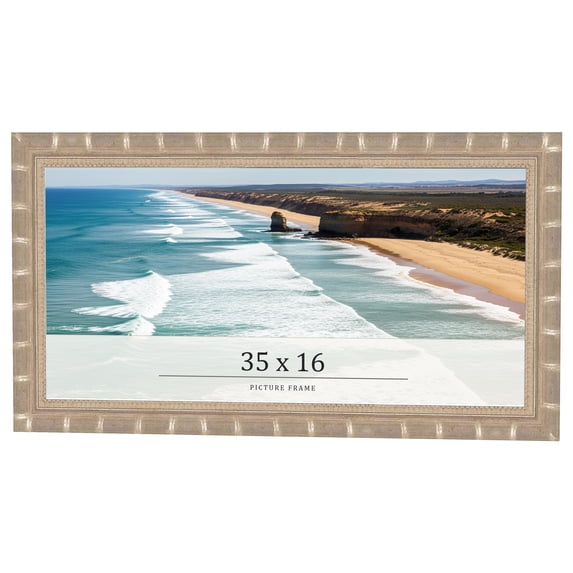 35x16 Frame Silver Real Wood Picture Frame Width 1.5 inches | Interior Frame Depth 0.5 inches |