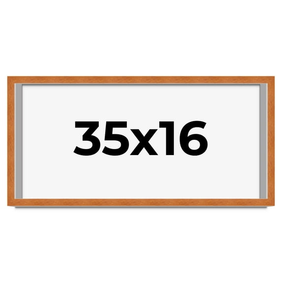 35x16 Shadow Box Frame Brown | 0.875 Inches Deep Real Wood Contemporary Shadowbox Display Frame |