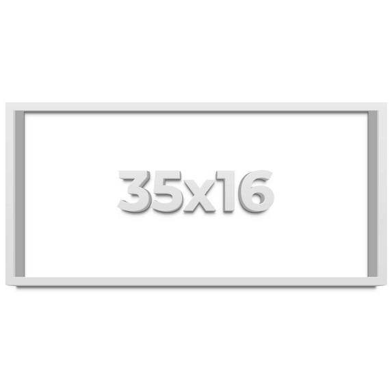 35x16 Shadow Box Frame White | 2 Inches Deep Real Wood Contemporary Shadowbox Display Frame | UV