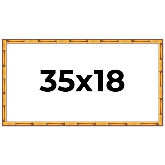 35x18 Frame Gold Bamboo Picture Frame - Complete Modern Photo Frame Includes UV Acrylic Shatter