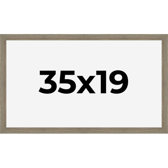 35x19 Frame Gray Barnwood Rustic Solid Wood Picture Frame | 1.5 Inch Moulding Width | Includes UV