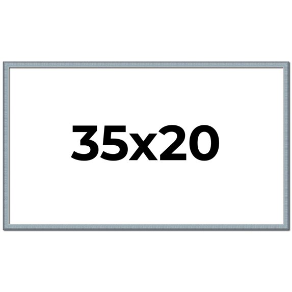 35x20 Frame Blue Scuffed Farm Board Solid Wood Picture Frame Width 0.75 Inches | Interior Depth 0.5