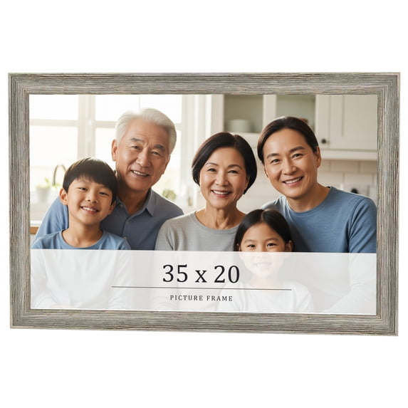 35x20 Frame Grey Solid Wood Picture Frame Width 1 Inches | Interior Frame Depth 0.5 Inches |