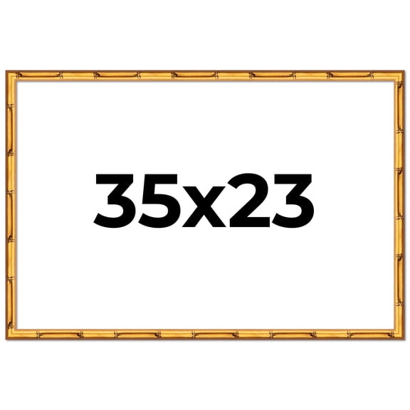35x23 Frame Gold Bamboo Picture Frame - Complete Modern Photo Frame Includes UV Acrylic Shatter