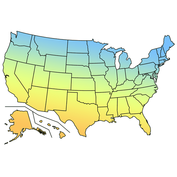 35x24in Laminated Blank USA map