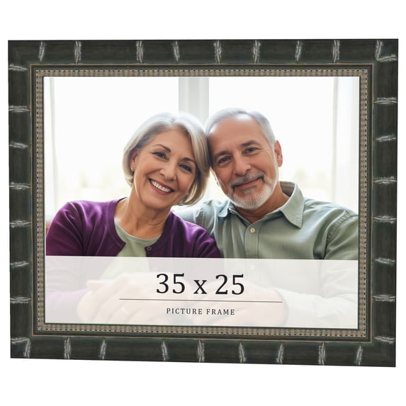 35x25 Frame Black Bamboo Solid Wood Picture Frame Width 1.5 Inches | Interior Frame Depth 0.5