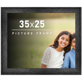 35x25 Frame Black Rustic Barnwood Solid Wood Picture Frame | 1.5 Inch Moulding Width | Includes UV