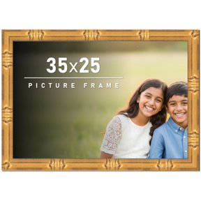 35x25 Frame Gold Bamboo Picture Frame - Complete Modern Photo Frame Includes UV Acrylic Shatter