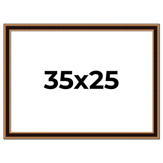 35x25 Frame Gold Brown Plein Air Vintage Solid Wood Picture Frame | 1.75 Inches Moulding Width |