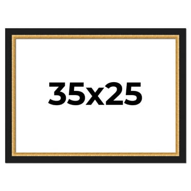 35x25 Frame Gold Real Wood Picture Frame Width 2.25 Inches | Interior Frame Depth 0.5 Inches |
