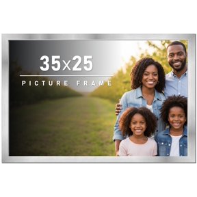 35x25 Frame Silver Stainless Steel Solid Wood Picture Frame | 0.75 Inch Moulding Width | Includes