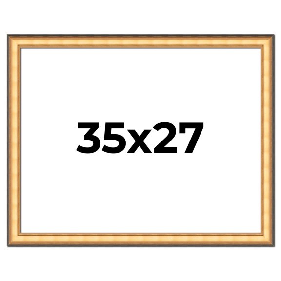 35x27 Frame Gold Plein Aire Solid Wood Picture Frame Width 2 Inches | Interior Frame Depth 0.5