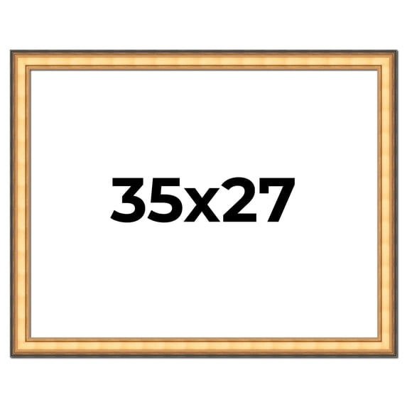 35x27 Frame Gold Plein Aire Solid Wood Picture Frame Width 2 Inches | Interior Frame Depth 0.5