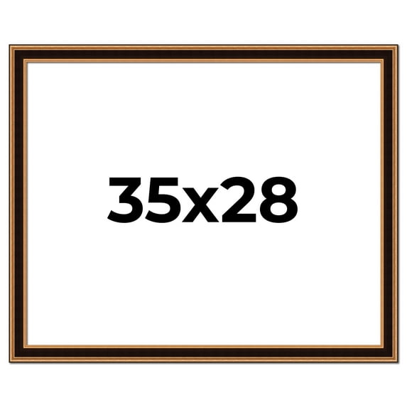 35x28 Frame Gold Brown Plein Air Vintage Solid Wood Picture Frame | 1.75 Inches Moulding Width |